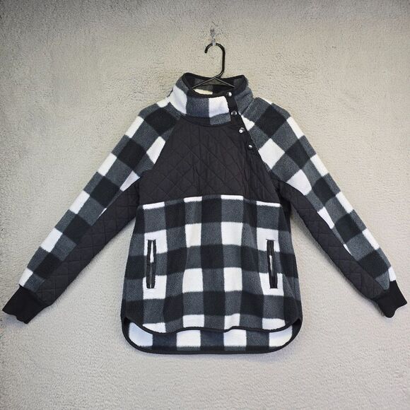 Abercrombie Fitch Jacket Womens S Mock Quilted Asymmetrical Snap Fleece Pullover - Picture 2 of 14